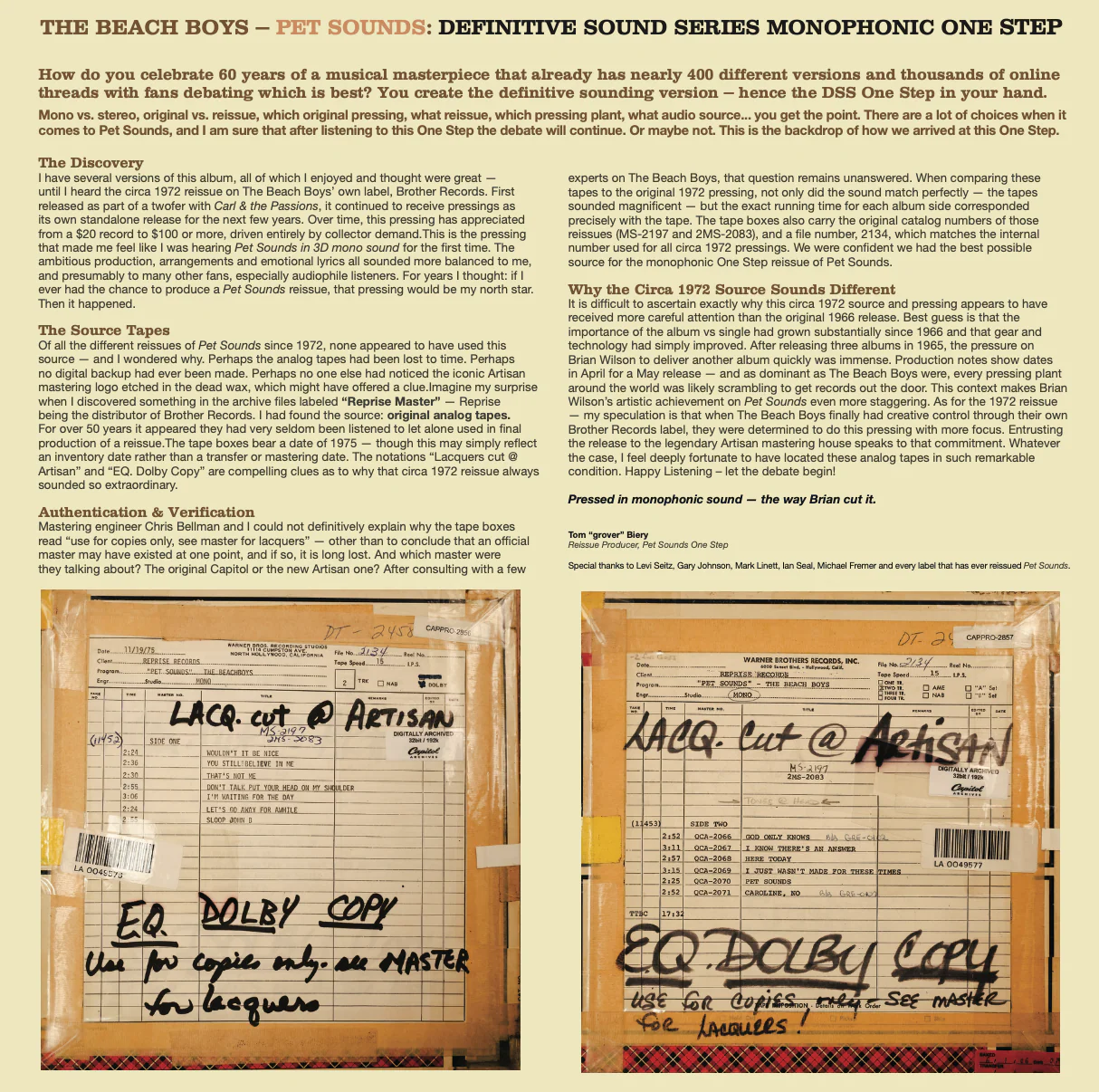 Beach Boys- Pet Sounds (Monophonic DSS One Step) (PREORDER) - Image 2
