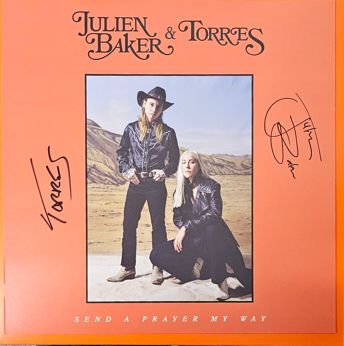 Julien Baker & Torres- Send A Prayer My Way (Glitter Crush Orange Vinyl)(w/ Autographed Insert) - Image 2