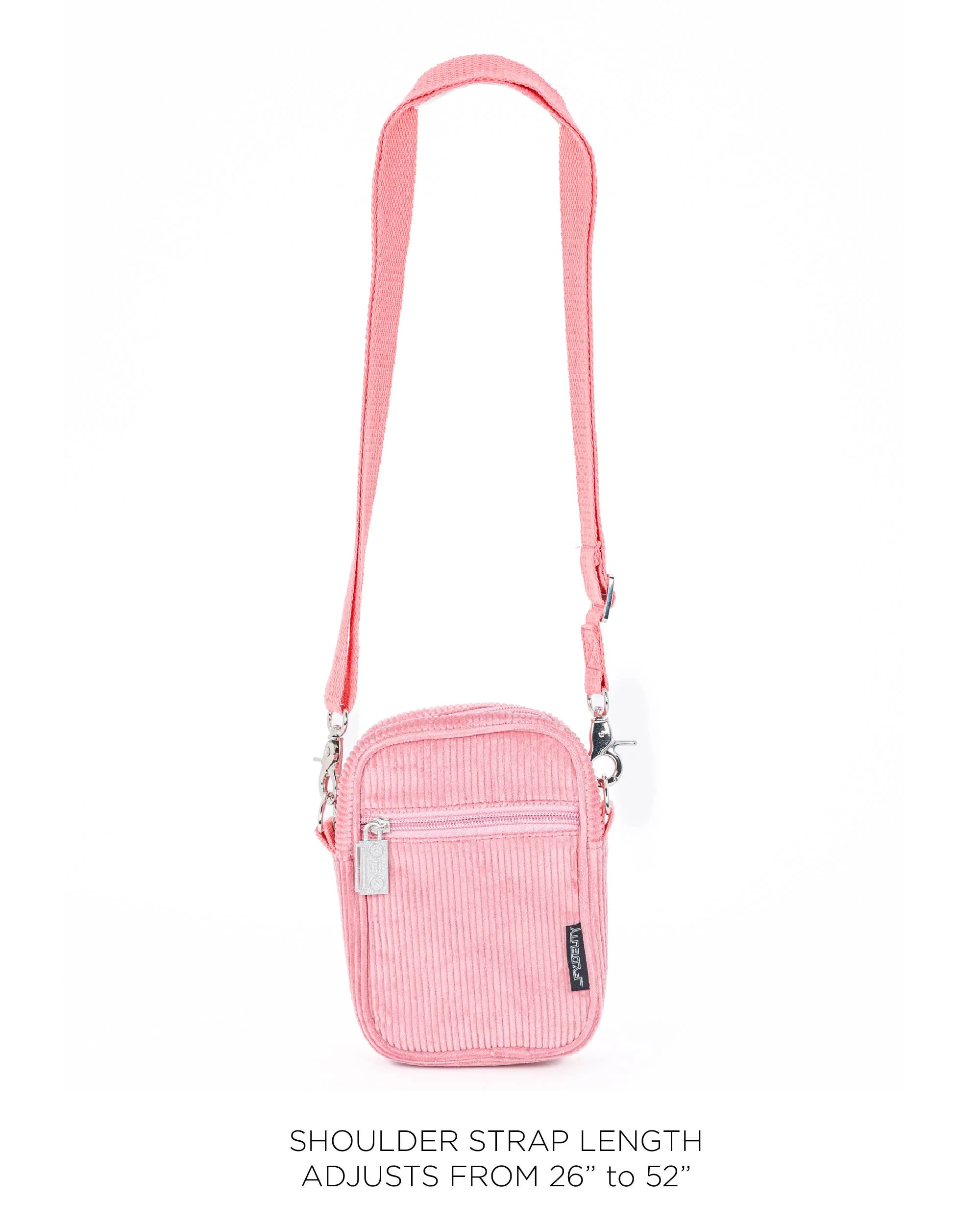 Fydelity Small Crossbody Shoulder Bag - Corduroy Pink - Image 6