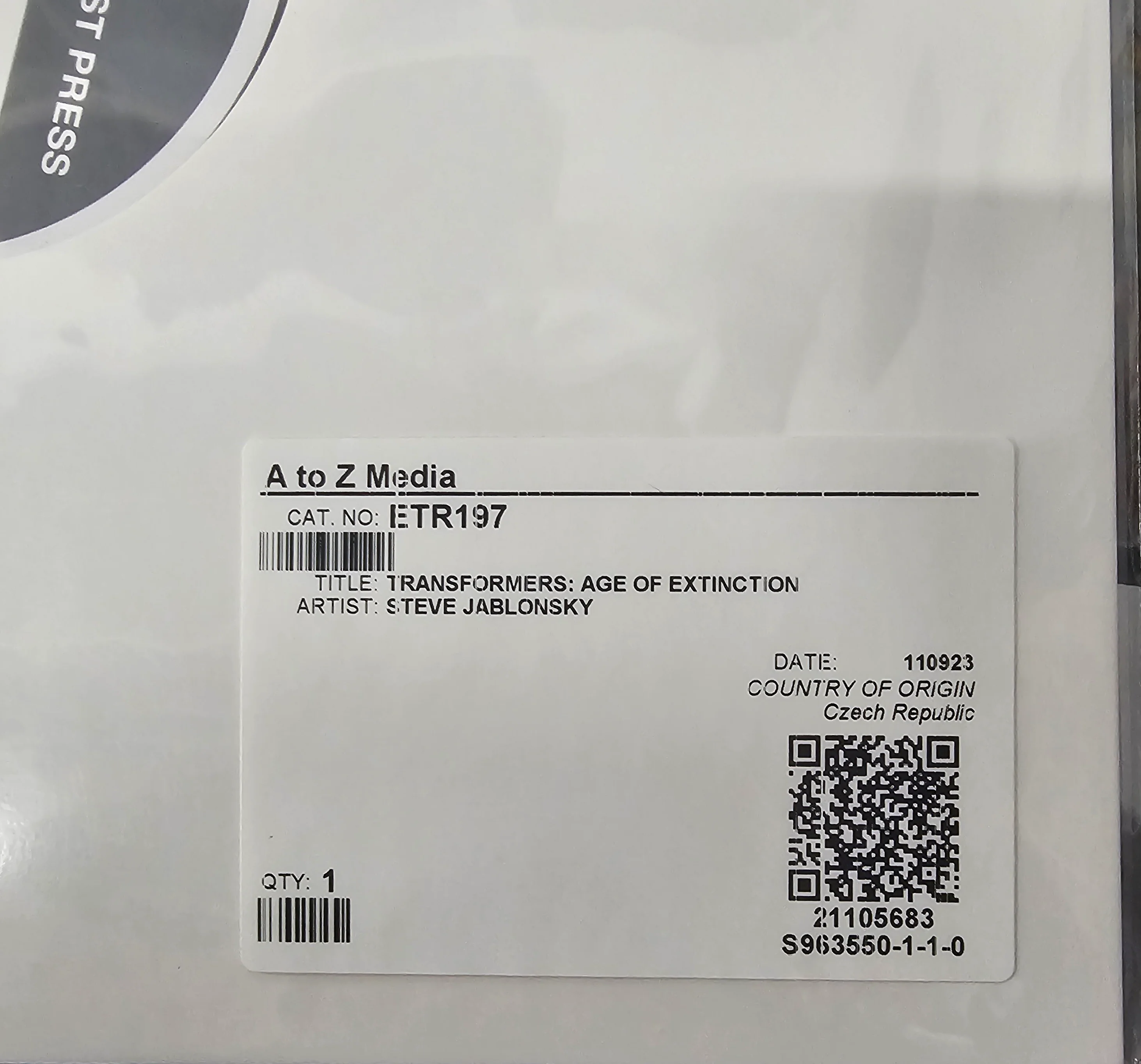 Transformers: The Age Of Extinction EP (Test Press Vinyl) - Image 2